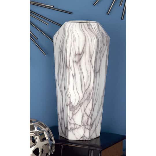 14" White Ceramic Contemporary Vase